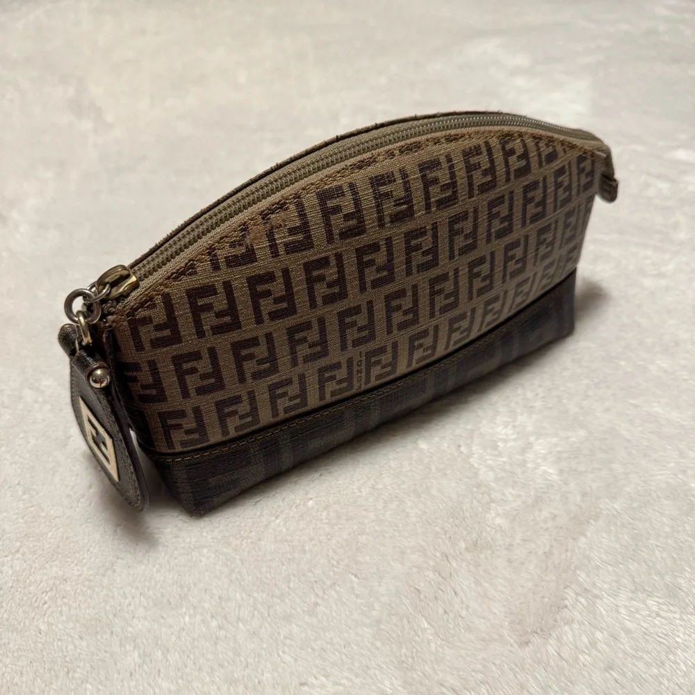 Vintage Fendi Zucca FF Monogram Cosmetic Pouch Brown - Picture 4 of 17